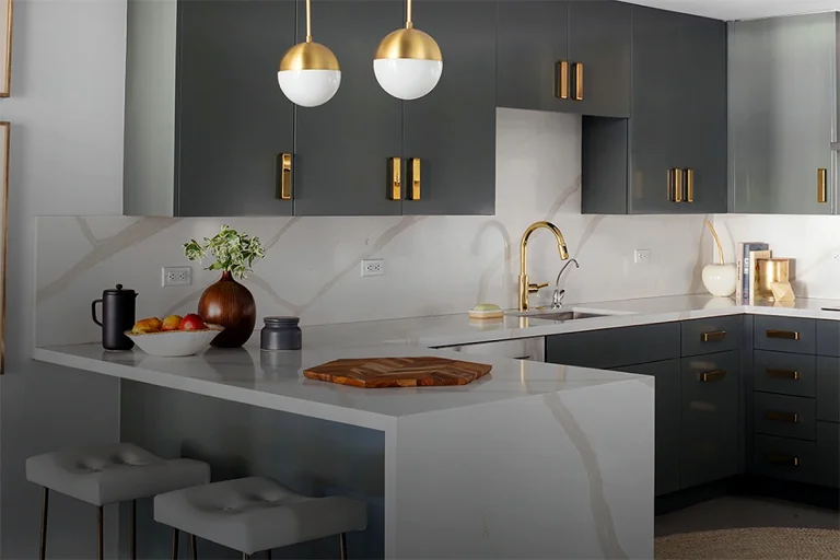 grey and white kitchen