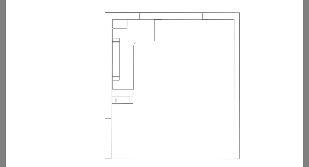 side view 2D drawing for working space design